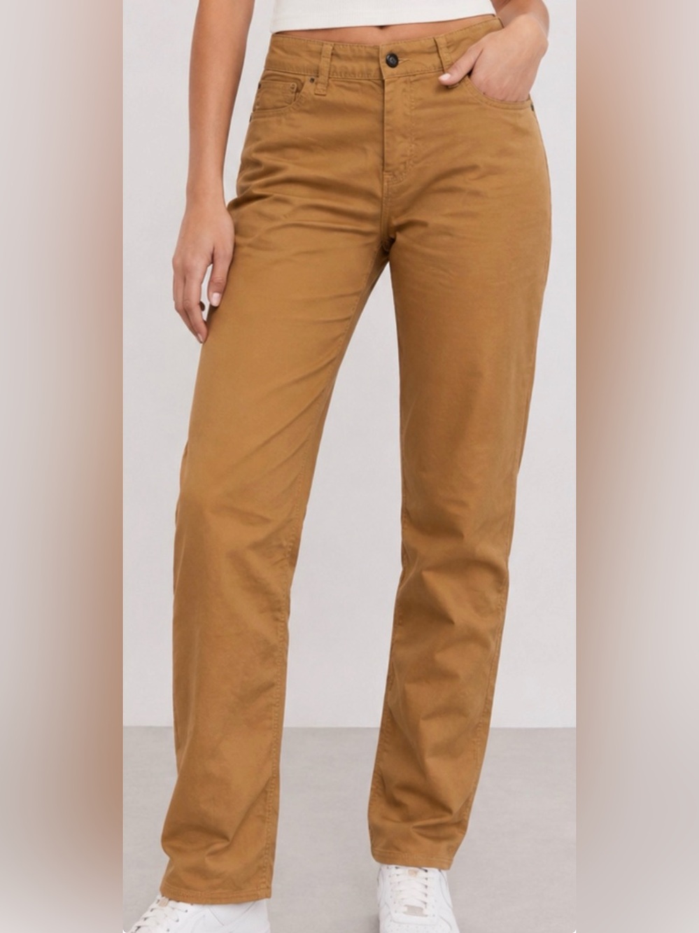 prAna Women’s Oday Jeans Size 10 camel color Straight Leg Pants 30” Inseam - Picture 1 of 8